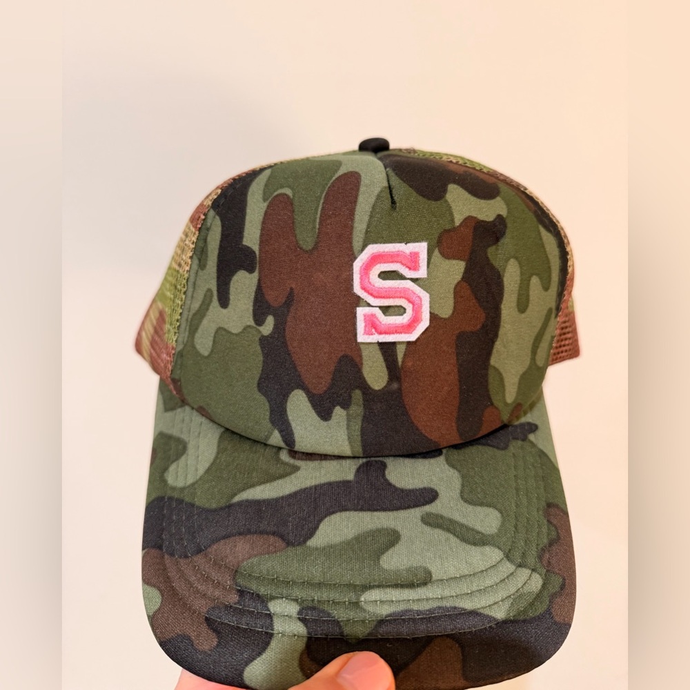 Custom Camouflage Cap with Pink “S”